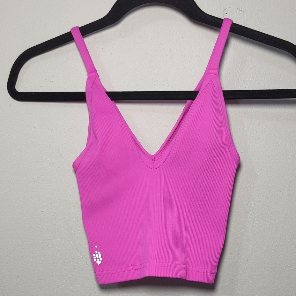 Free People Intimately Ribbed Brami Pink V-Neck Women's Size XS - Picture 3 of 4